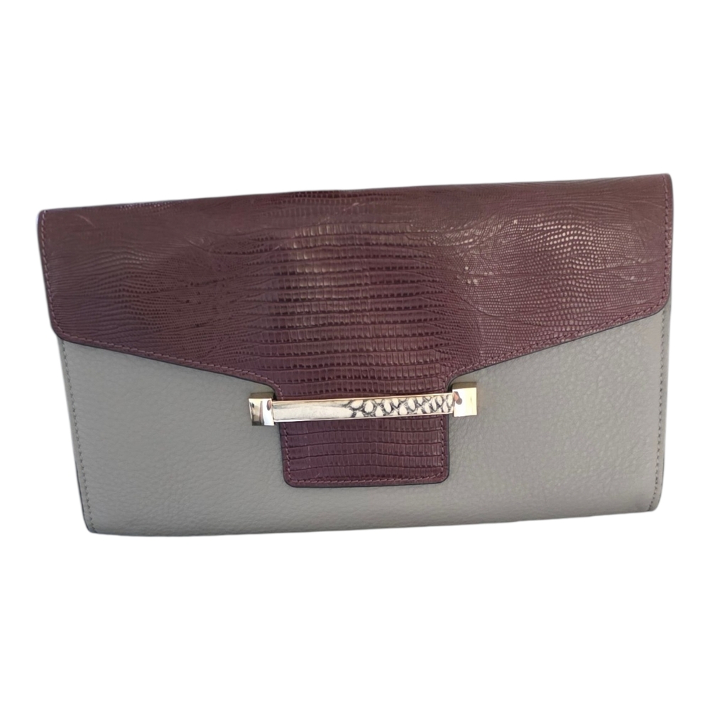Vince Camuto Two-Tone Plum and Light Gray Envelope Clutch